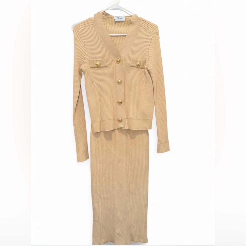 Elegant Tan Midi Dress